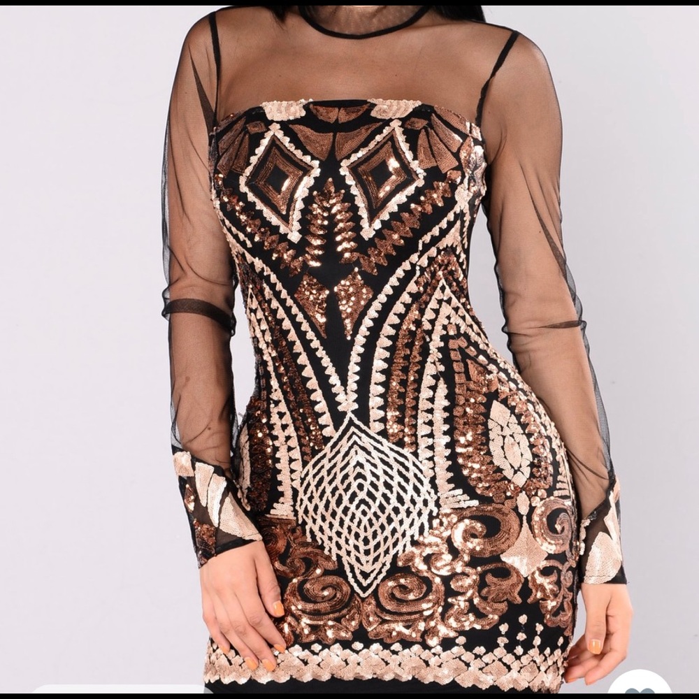 Bronze and black dress